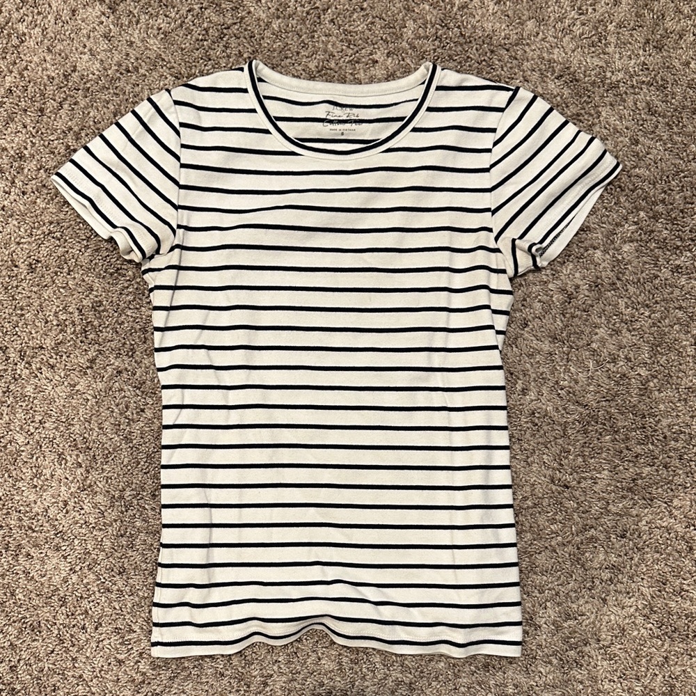 Jcrew Navy and White Striped Tee